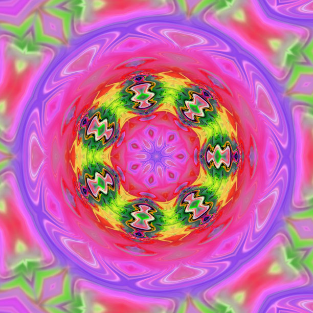 多彩几何花卉拼接图案