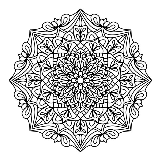 花卉环绕的圆形装饰矢量图案