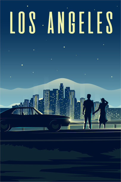 洛杉矶天际线海报设计