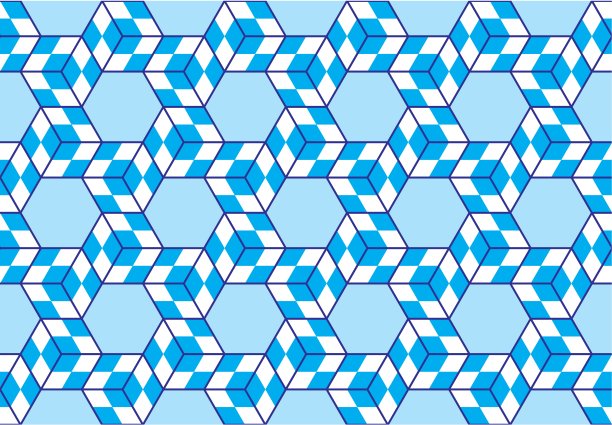 蓝绿几何六边形无缝图案