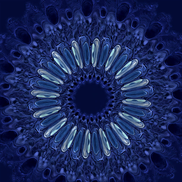 精美蓝绿色圆形花纹图案