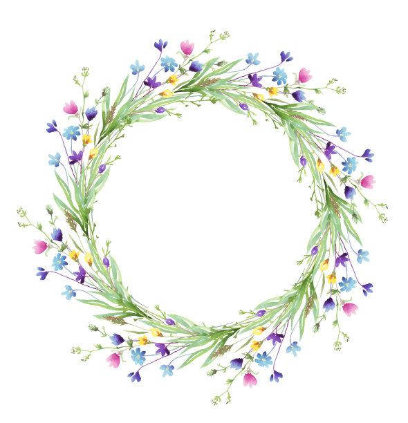 精美紫色绿色圆形花纹图案