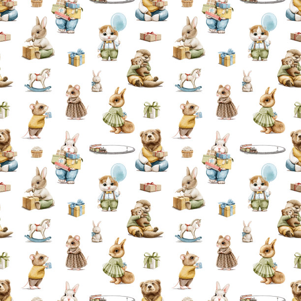 可爱水獭卡通图案背景