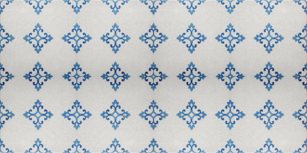 蓝白几何花朵无缝图案