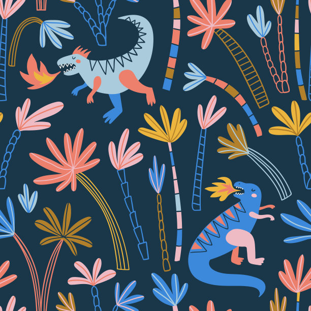 抽象卡通恐龙图案