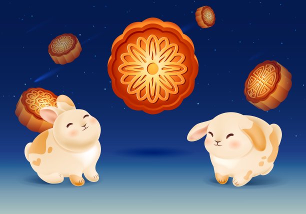 传统节日,卡通,小兔子