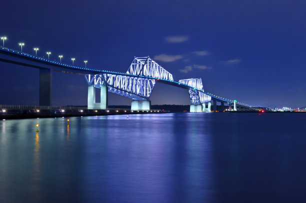 东京湾,夜晚,桥