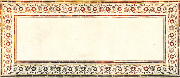 几何拼接复古风花纹图案