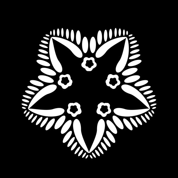 花卉环绕的圆形装饰矢量图案