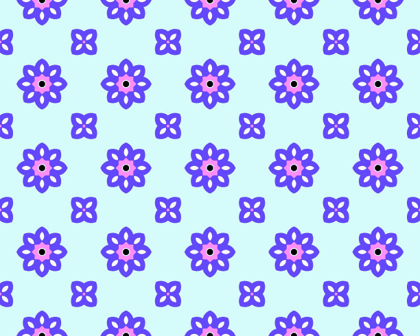 蓝白几何花朵无缝图案