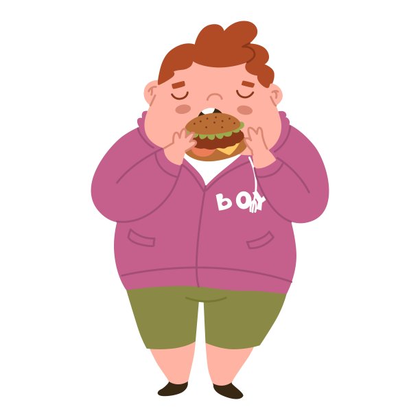 肥胖男孩吃甜甜圈