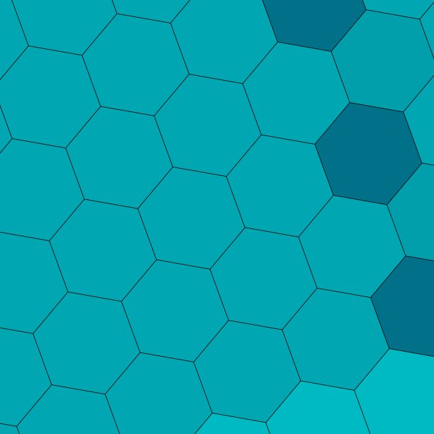 蓝绿几何六边形无缝图案
