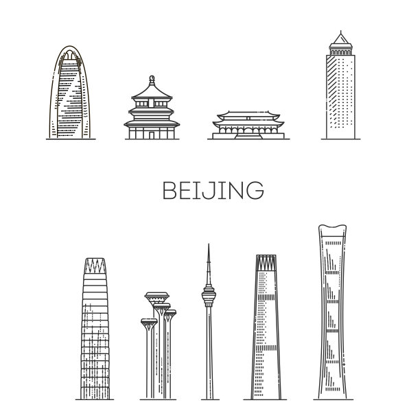 北京插画北京线描线稿
