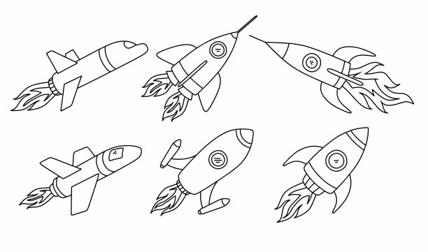 卡通宇宙飞船飞行器儿童太空插画