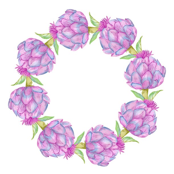 精美紫色绿色圆形花纹图案