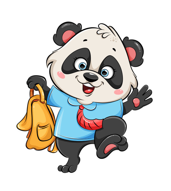 熊猫,卡通,幼小动物