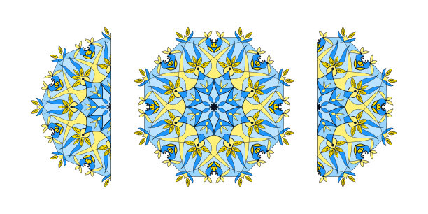 花卉环绕的圆形装饰矢量图案