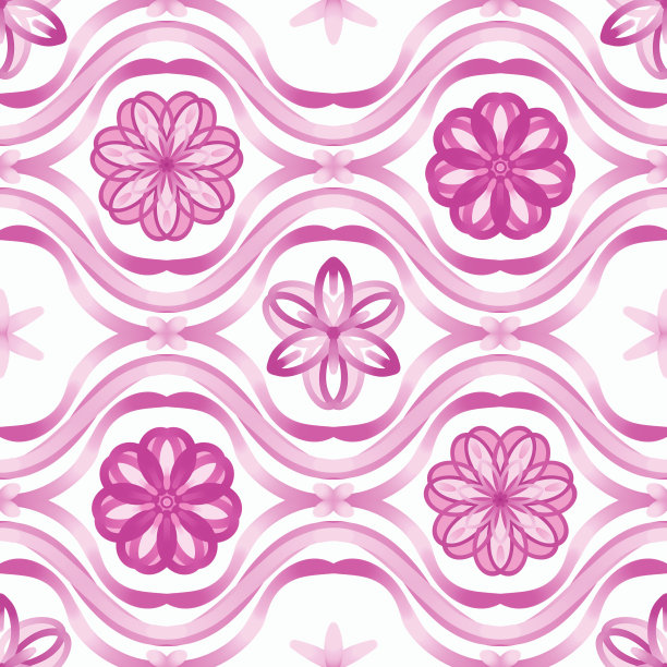 多彩几何花卉拼接图案