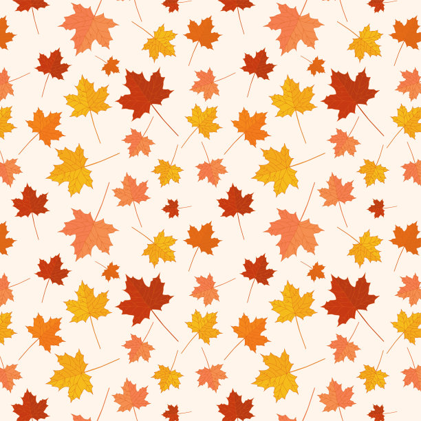 多彩秋季枫叶无缝图案
