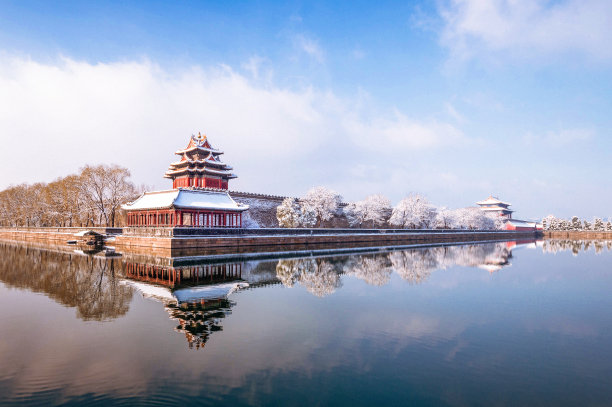 亭台楼角雪景