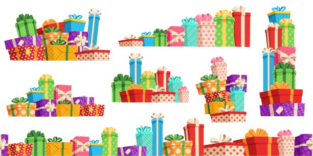 礼物包装礼品堆礼物堆奖品堆