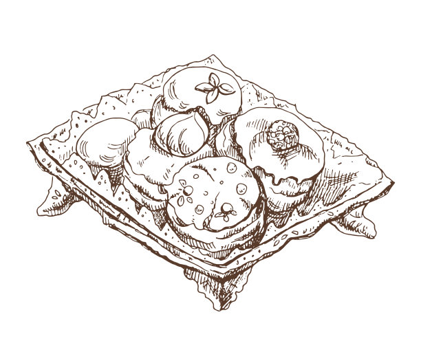 美食绘本小吃复古餐饮