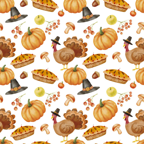 蘑菇四方连续印花图案