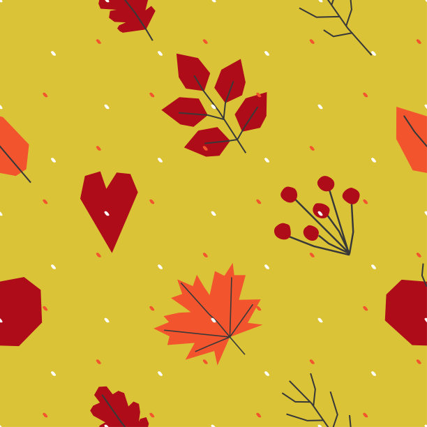 多彩枫叶无缝图案矢量背景