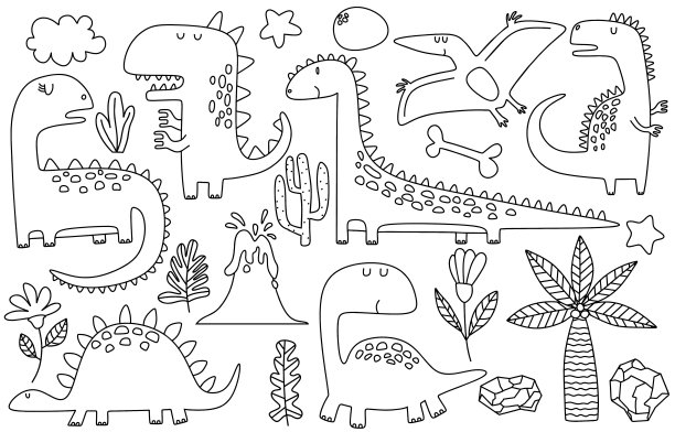 恐龙 儿童服装印花 卡通图案