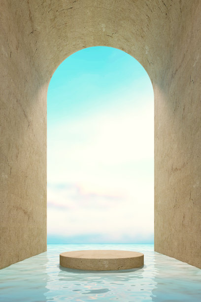 蓝天白云大海沙滩背景墙