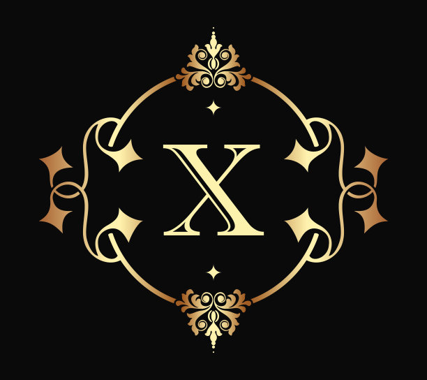 x字母装饰花纹logo标志