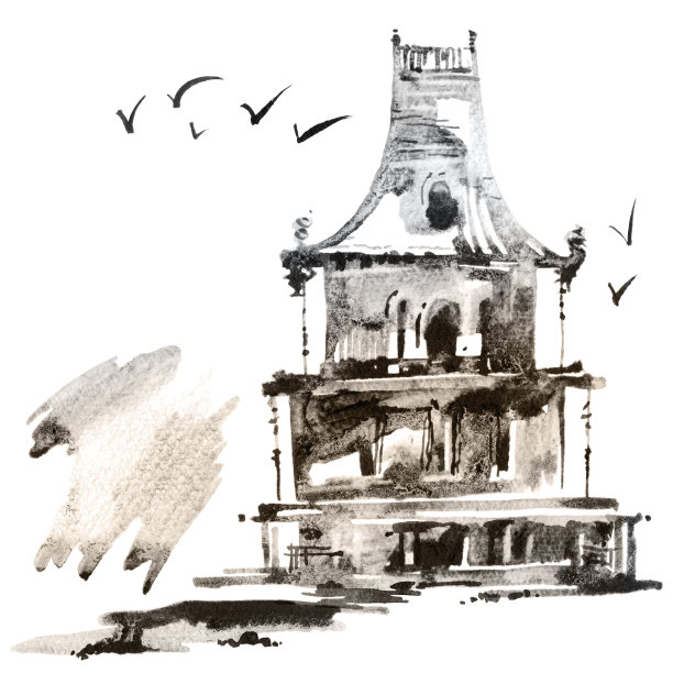 现代水墨山水画