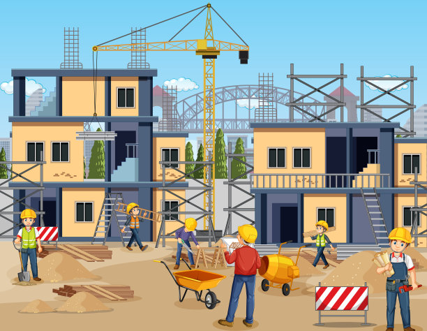 卡通建筑工地