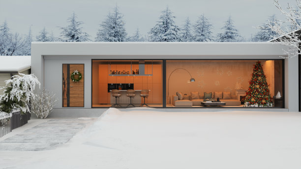 冬季雪景圣诞装饰背景图