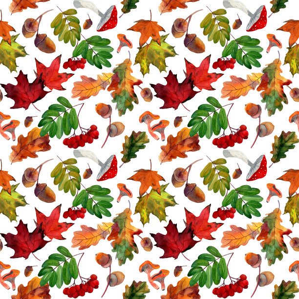 蘑菇四方连续印花图案