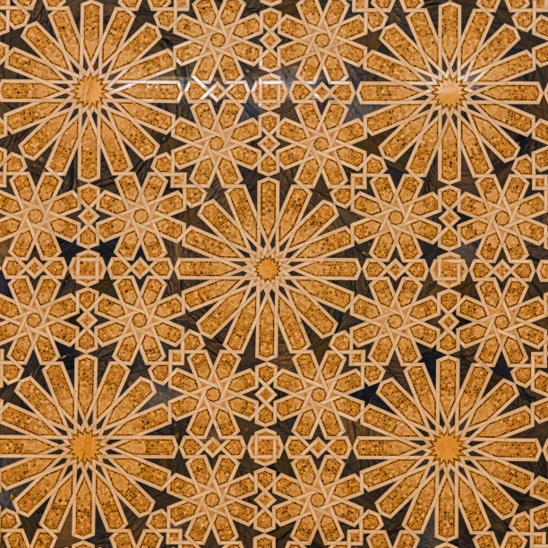 几何拼接复古风花纹图案