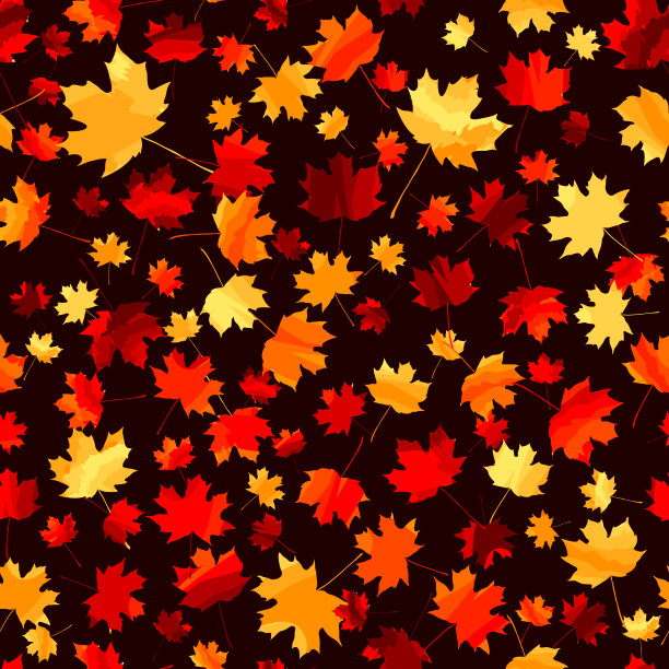 多彩枫叶无缝图案矢量背景