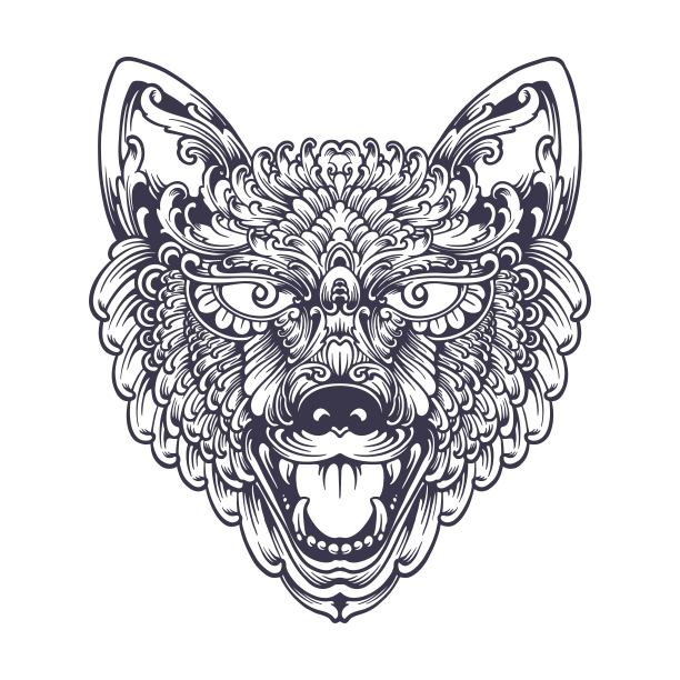 狼线条画