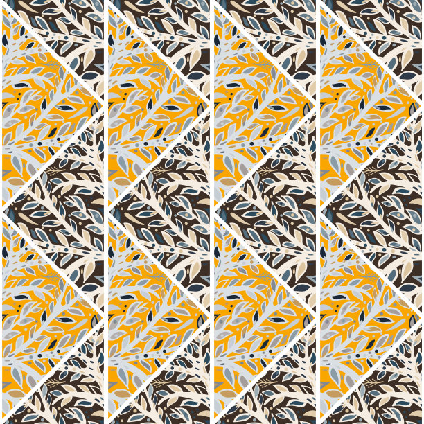 几何拼接复古风花纹图案