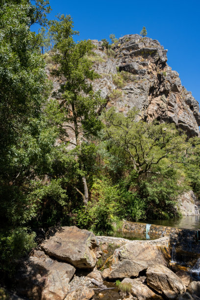 峡谷风光峭壁绿植蓝天