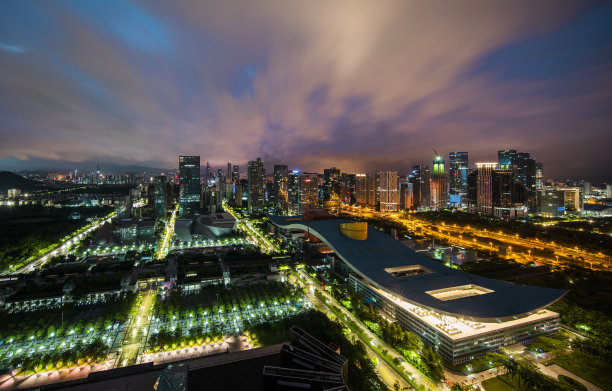 深圳城市建筑群夜景金融中心地标