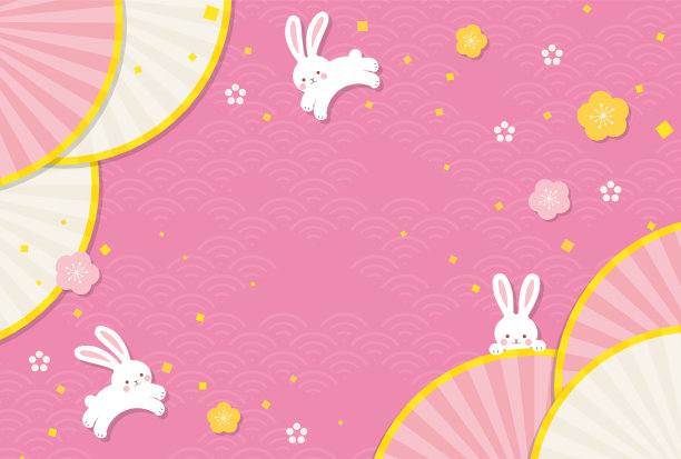 可爱小花兔卡通插画