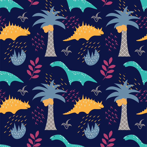 抽象卡通恐龙图案