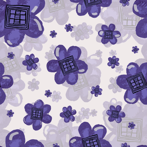 紫蓝几何花纹无缝图案