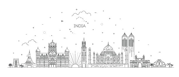 孟买城市线描