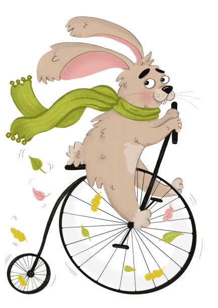 卡通,骑自行车,小兔子