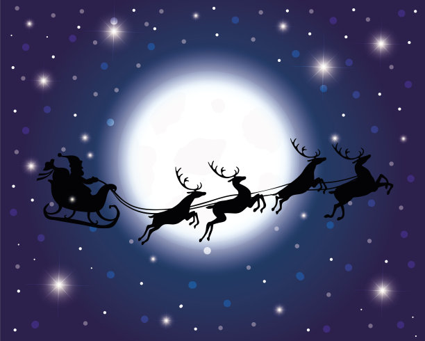 新年与圣诞节星星月亮驯鹿