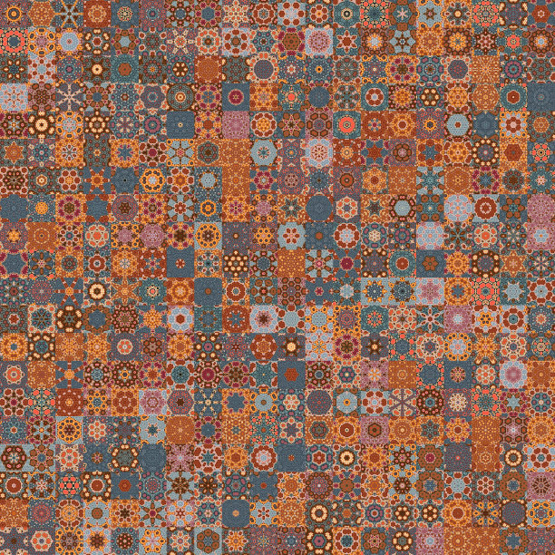 几何拼接复古风花纹图案