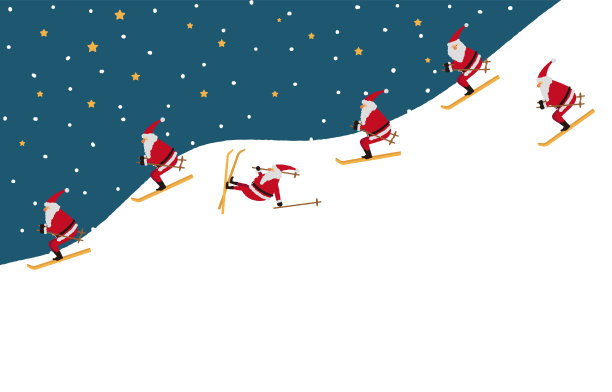 滑雪运动人物扁平插画