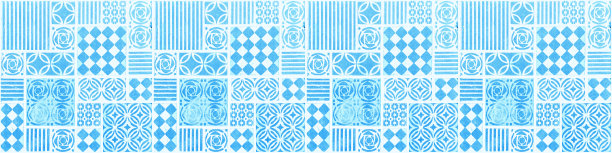 蓝白几何花朵无缝图案